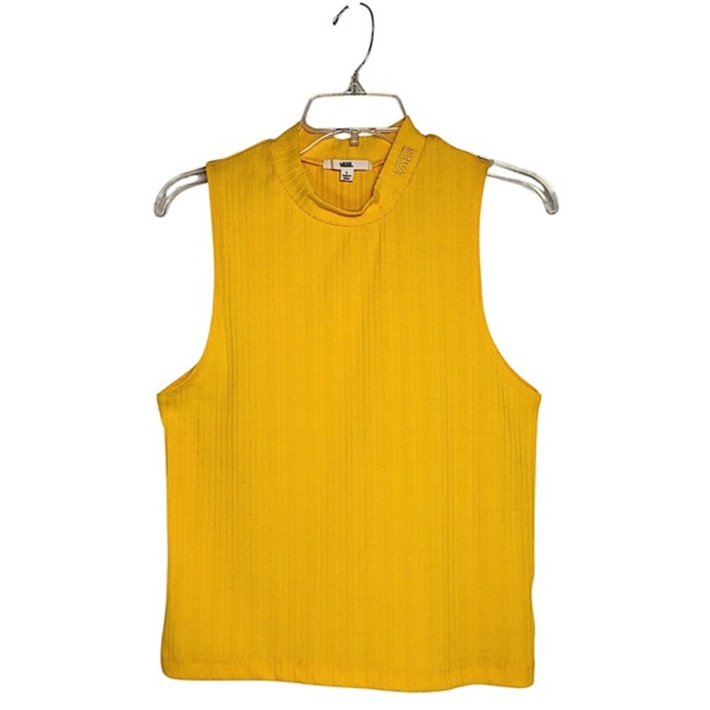 Vans Of The Wall Stretchy Ribbed Yellow Sleeveless High Neckline Versatile Top L